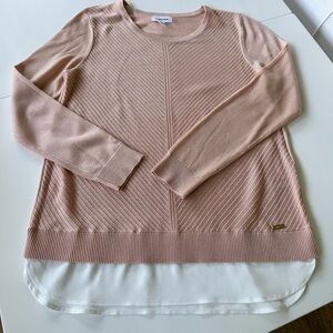Calvin Klein Mixed Media Salmon Pink Top Size S